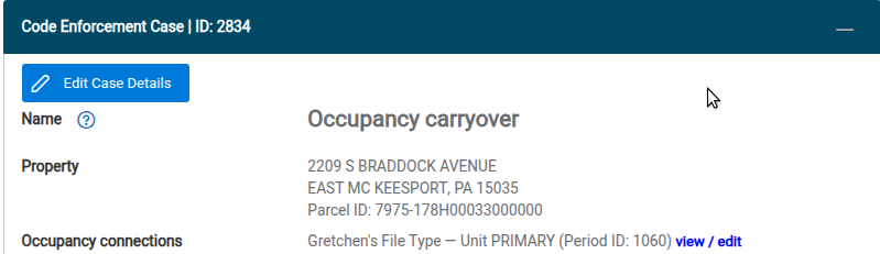 viewing a linked permit file from the ce case info panel